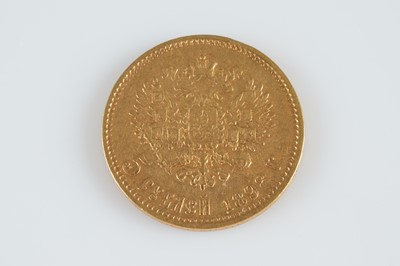 Lot 26 - A late 19th century Russian Empire 5 Roubles gold coin