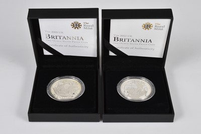 Lot 59 - Two modern Royal Mint Britannia One Ounce Silver Proof Coins