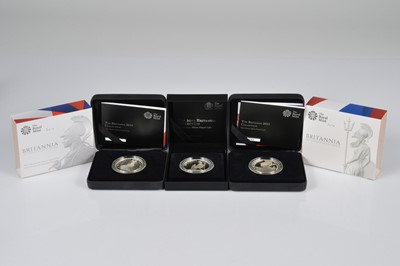 Lot 60 - Three modern Royal Mint Britannia One Ounce Silver Proof Coins
