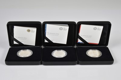Lot 61 - Three modern Royal Mint Britannia One Ounce Silver Proof Coins