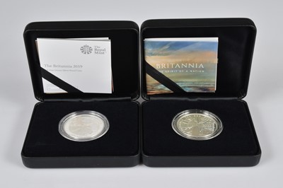 Lot 62 - Two modern Royal Mint Britannia One Ounce Silver Proof Coins