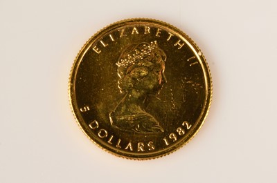 Lot 83 - A 1980s Canadian Five Dollar gold coin