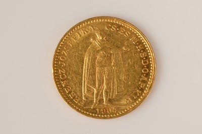 Lot 85 - An early 20th century Hungarian gold 20 Korona coin