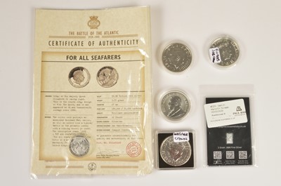 Lot 96 - Six modern silver coins and medallions