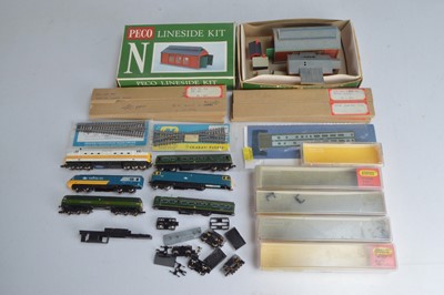 Lot 13 - Farish Lima Peco N gauge Locomotives  and accessories (qty in 1 small box)