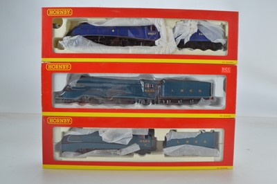 Lot 134 - Hornby (China) boxed 00 Gauge LNER and BR blue Class A4 Steam Locomotives and Tenders (3)