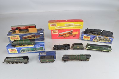 Lot 201 - Hornby-Dublo 00 Gauge 2 and 3-Rail Locomotives and TPO Coach and Platform some converted to 2-Rail and Tri-ang Hymek converted to 3-Rail (9)