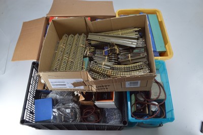 Lot 209 - Large Quantity of Hornby-Dublo 00 Gauge 3-Rail Track Points Stations Accessories and Transformers and Controllers and Gauge master Controller (very large qty including 350+ pieces of Track)
