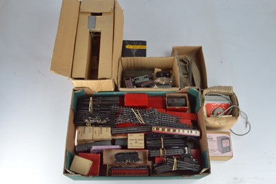 Lot 240 - Trix OO Gauge Elevator Conveyor and collection of 1950's boxed and unboxed Locos Rolling Stock Track and Accessories (qty)
