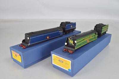 Lot 245 - Airfix  kitbuilt modified Merchant Navy Class Locomotive bodies and complete Tenders believe built for Hornby-Dublo chassis (2)