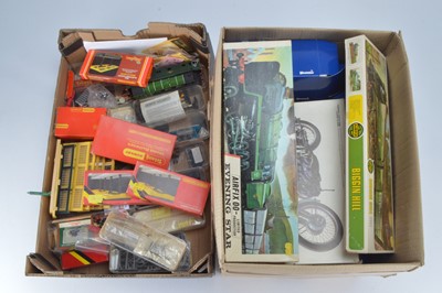 Lot 283 - Peco Hornby and other Railway accessories 00 gauge with Weetabix and other assorted diecast vehicles (qty in 2 boxes)