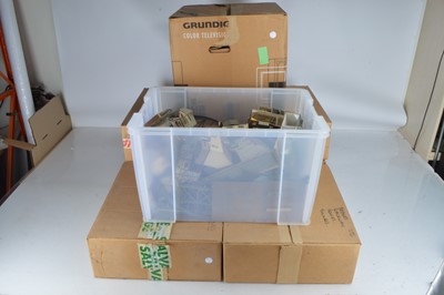 Lot 400 - Card and plastic assembled buildings with some built Railway structures and 00 gauge track (qty in 8 boxes)