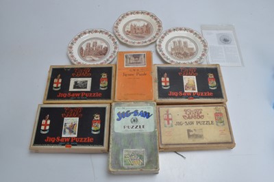 Lot 448 - GWR Historic Jig-saw puzzles with LNER Cathedral commemorative dining plates (9)