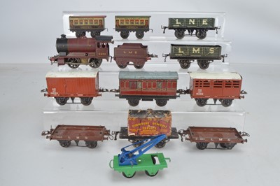 Lot 473 - Hornby O Gauge LMS No 5600 locomotive and Tender with rolling stock (11)
