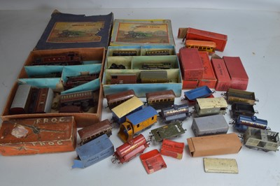 Lot 494 - A qty of Hornby Locomotives and rolling stock and a Frog Model Aeroplane (3 boxes)