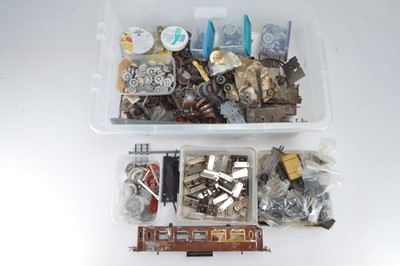 Lot 505 - A box containing a qty of Hornby and similar O Gauge spare parts