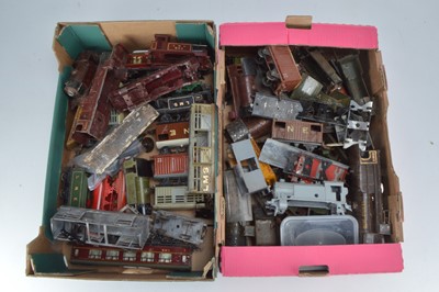 Lot 507 - Two boxes containing a large qty of Hornby and similar O gauge spare parts (2 boxes)