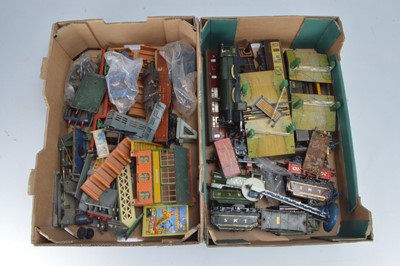 Lot 508 - Two boxes containing a large qty of Hornby and similar O gauge spare parts (2 boxes)