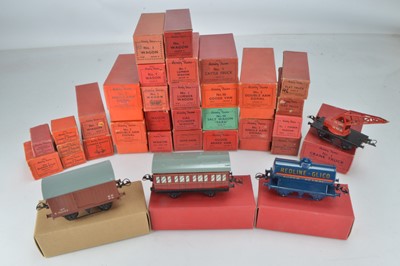 Lot 509 - Three boxes containing a large qty of Hornby rolling stock and other accessories ( three boxes)