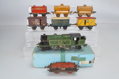 Lot 523 - A Hornby O Gauge 4-4-2 Tank Locomotive LNER lined green No 1784 together with Hornby and Bing rolling stock