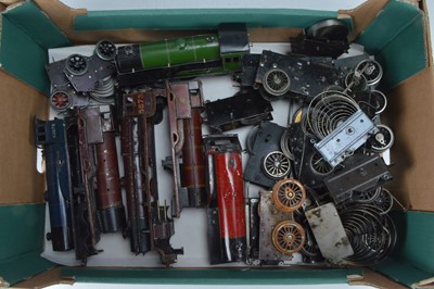Lot 530 - For restoration and repair a qty of Bassett Lowke and similar O Gauge clockwork motors and locomotive bodies with a 4-4-0 Locomotive Princess Elizabeth