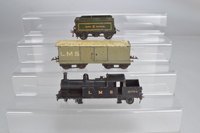 Lot 546 - Leeds Model Company or similar LMS body with Hornby Tender and Van (3)