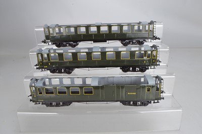 Lot 556 - Three partly repainted O Gauge Marescot Coaches (3)