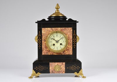 Lot 2 - A Victorian slate and marble mantle clock