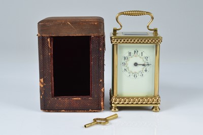 Lot 7 - A first half 20th century brass carriage timepiece