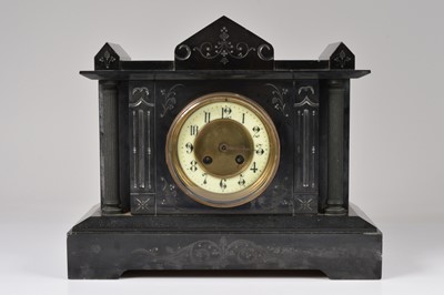 Lot 8 - A Victorian slate mantle clock