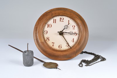Lot 14 - A late 19th century wooden wall clock