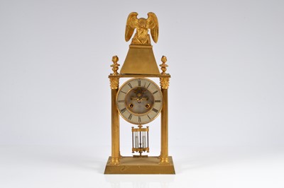 Lot 38 - A late 19th century part, French gilt metal mantle clock, A/F