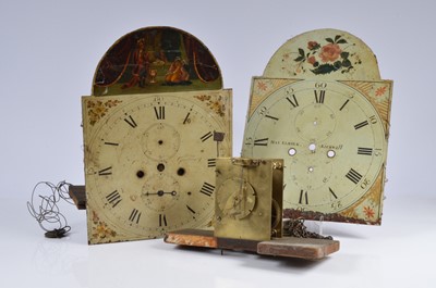 Lot 39 - Two early 19th century long case clock dials and 2 movements