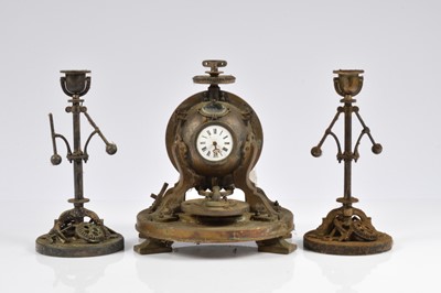 Lot 52 - An interesting novelty clock garniture