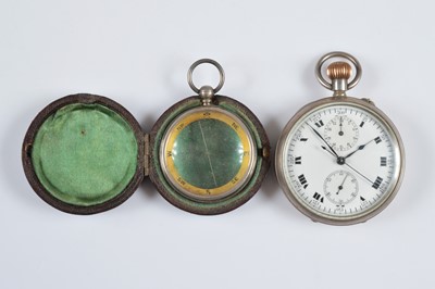 Lot 69 - An early 20th century silver pocket watch and a Victorian silver compass