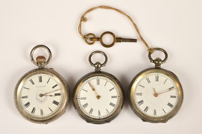 Lot 77 - Three silver open faced ladies pocket watches