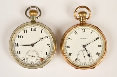 Lot 80 - A late 1940s Vertex 9ct gold open faced pocket watch