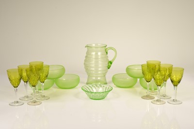 Lot 15 - A group of green glass items