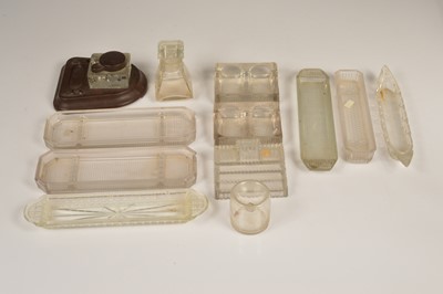 Lot 18 - A collection of glass pen stands and other items