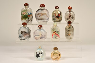 Lot 38 - Ten Chinese internally decorated glass snuff bottles