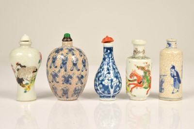 Lot 40 - Five Chinese porcelain snuff bottles