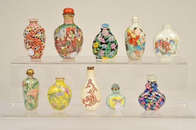 Lot 41 - Ten Chinese porcelain and ceramic snuff bottles