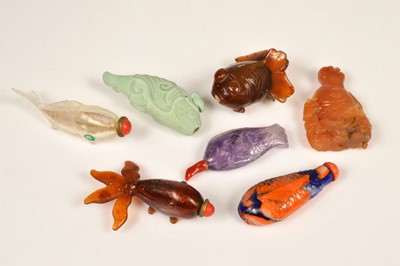 Lot 43 - Seven Chinese fish related snuff bottles