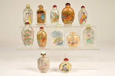 Lot 49 - Twelve Chinese internally decorated glass snuff bottles