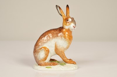 Lot 57 - A modern Meissen porcelain figure of a hare