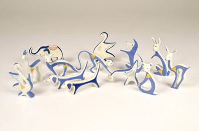 Lot 76 - A set of thirteen Art Deco Royal Dux porcelain figures