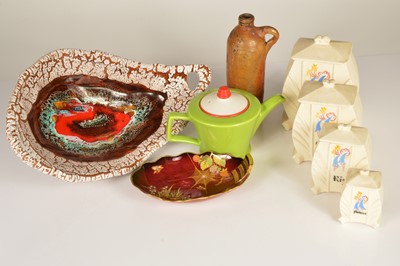 Lot 92 - A 19th century German salt glazed stone ware bottle for Selters Nassau and other items