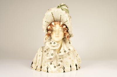 Lot 95 - An Art Nouveau Eduard Stellmacher porcelain bust of a lady
