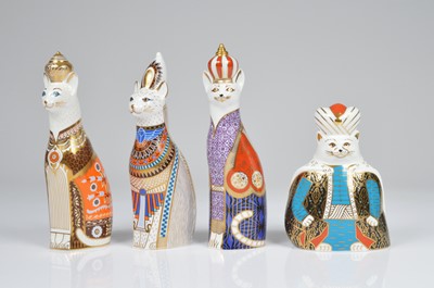 Lot 102 - A set of four modern Royal Crown Derby porcelain "Royal Cats"