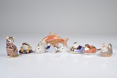 Lot 103 - Nine modern Royal Crown Derby porcelain paperweights and animals